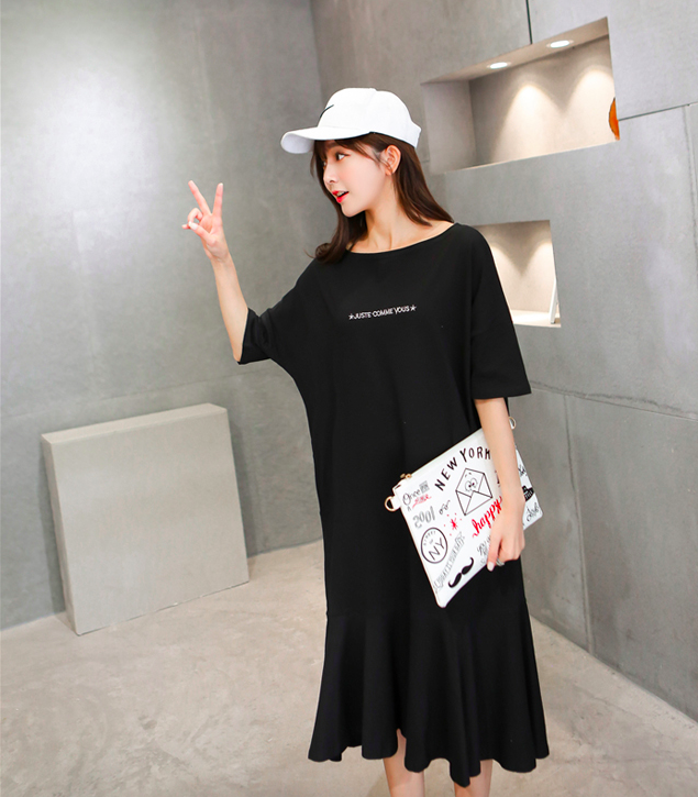WD7555 Fashion Casual Dress Black