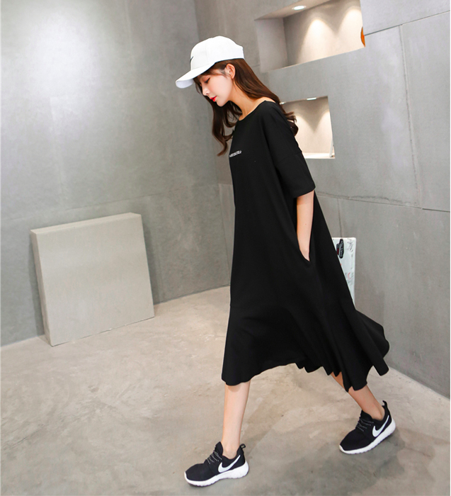 WD7555 Fashion Casual Dress Black