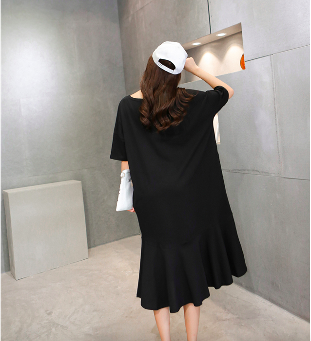 WD7555 Fashion Casual Dress Black