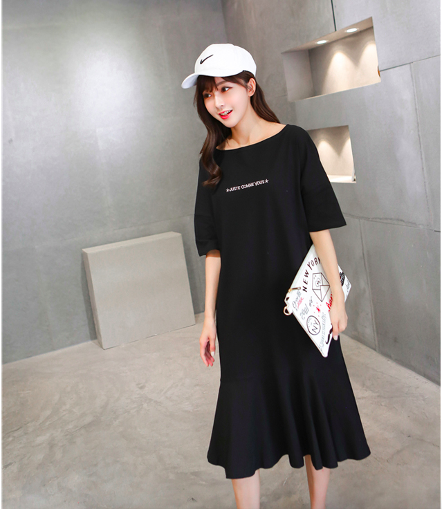 WD7555 Fashion Casual Dress Black