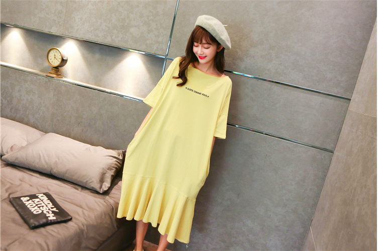 WD7555 Fashion Casual Dress Yellow