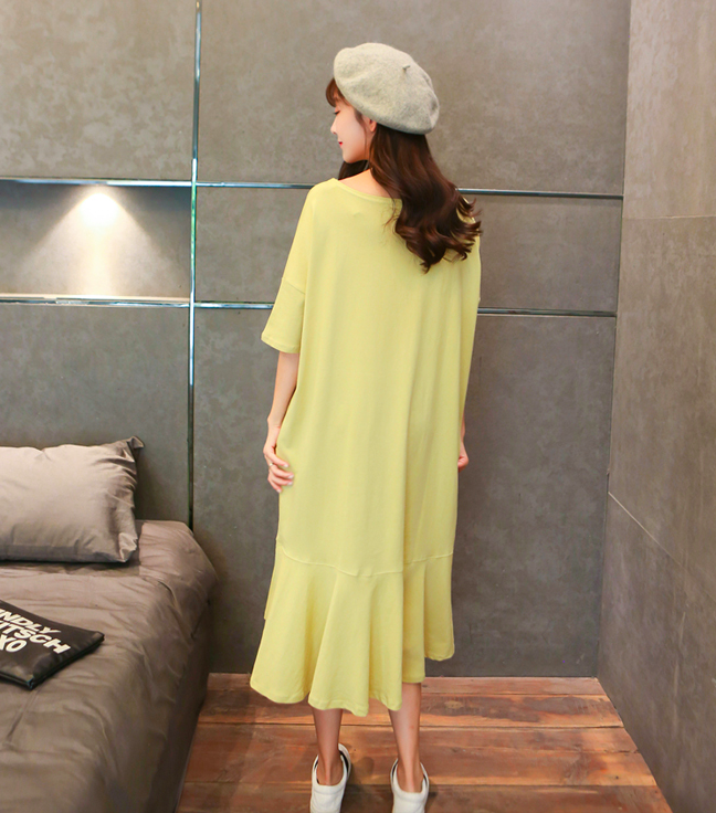 WD7555 Fashion Casual Dress Yellow