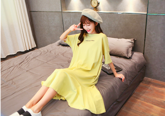 WD7555 Fashion Casual Dress Yellow