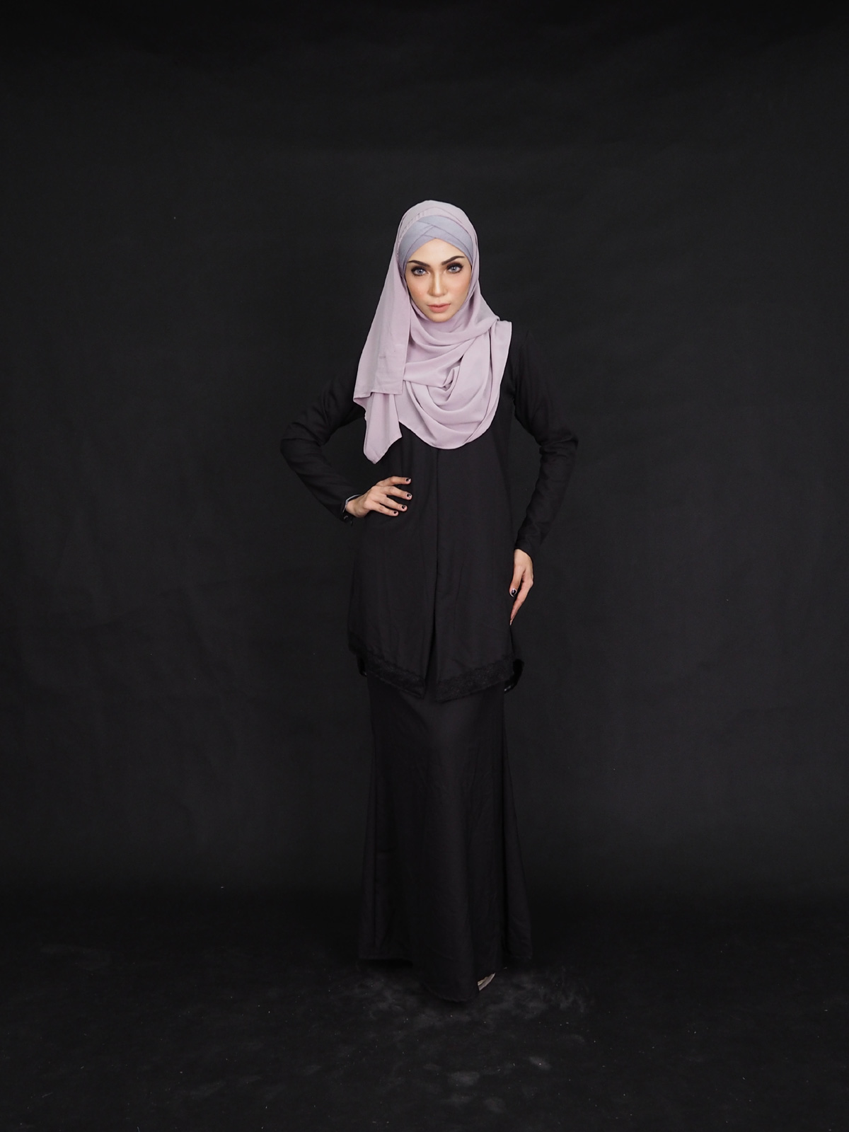 SW4003 Lace Baju Kurung Black