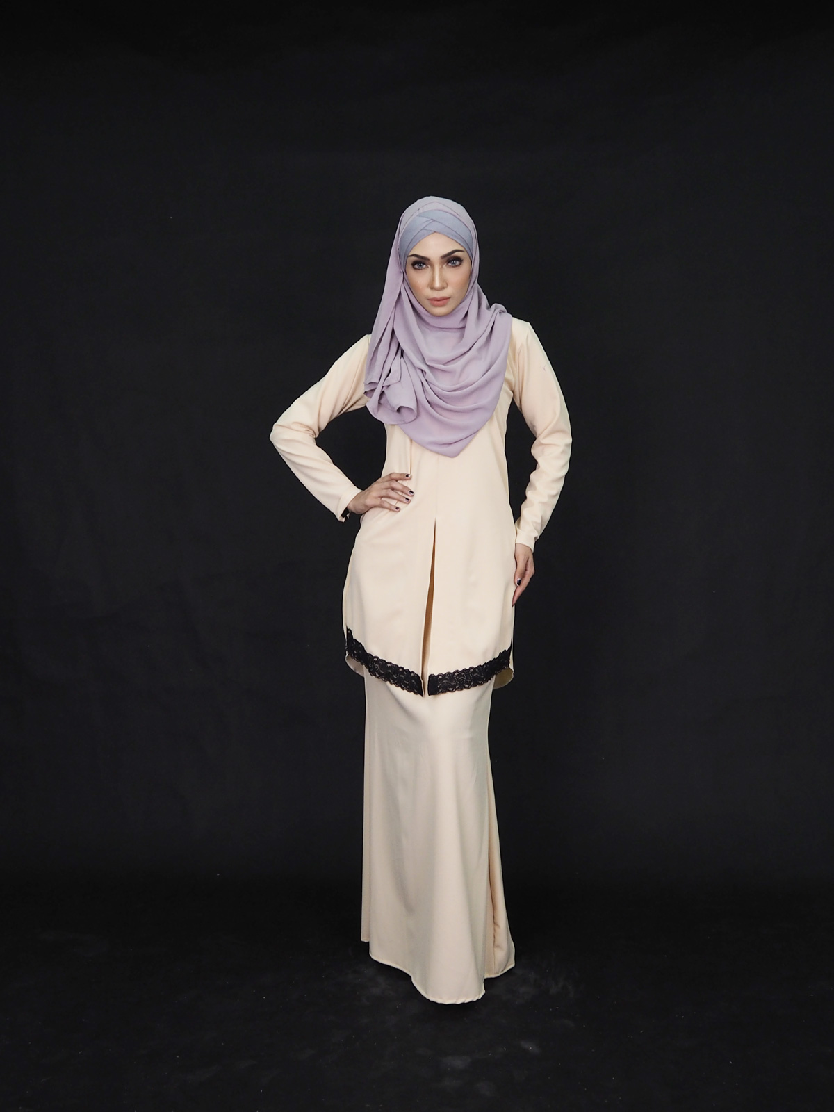 SW4003 Lace Baju Kurung Dark Brown