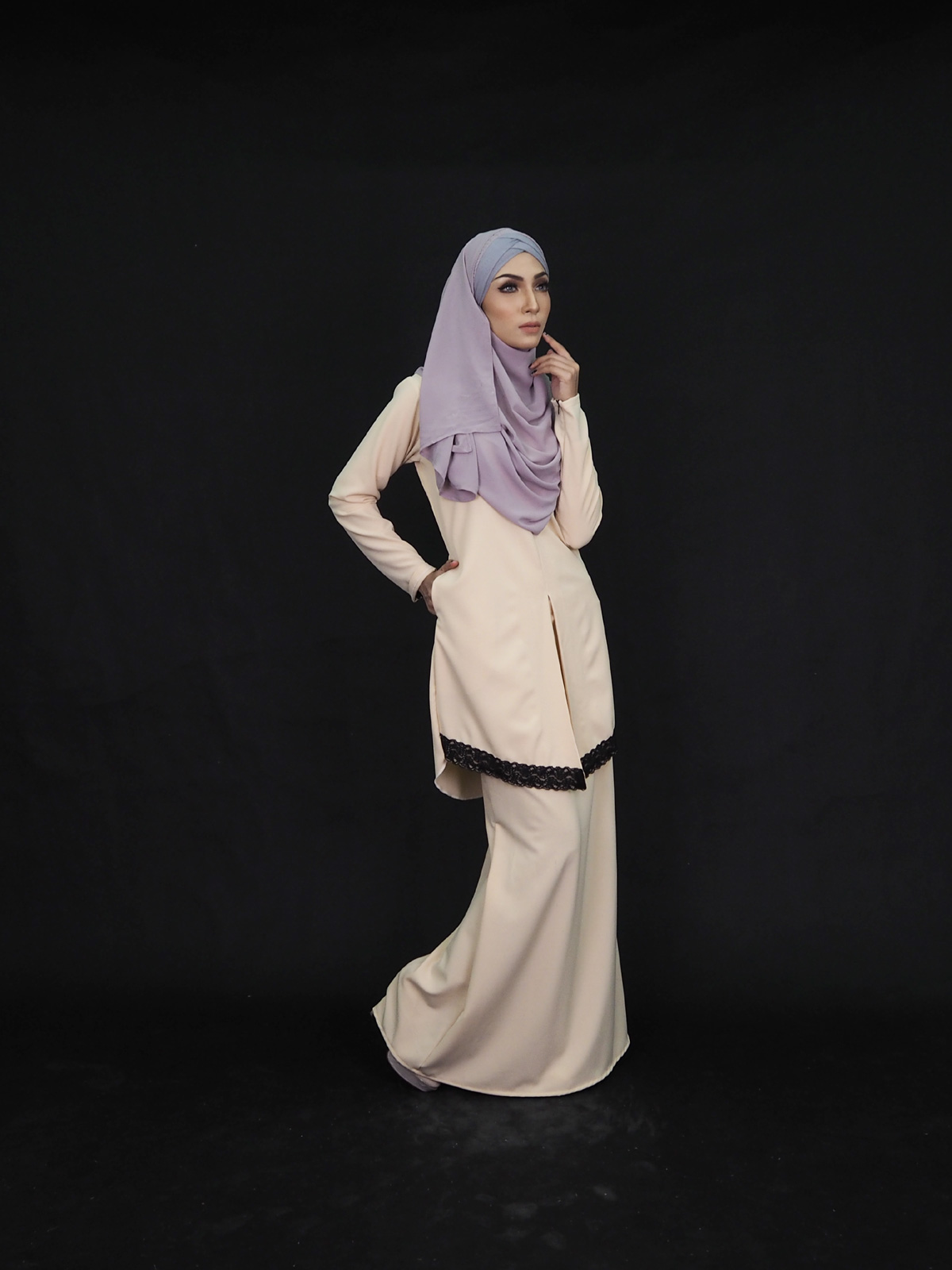 SW4003 Lace Baju Kurung Dark Brown