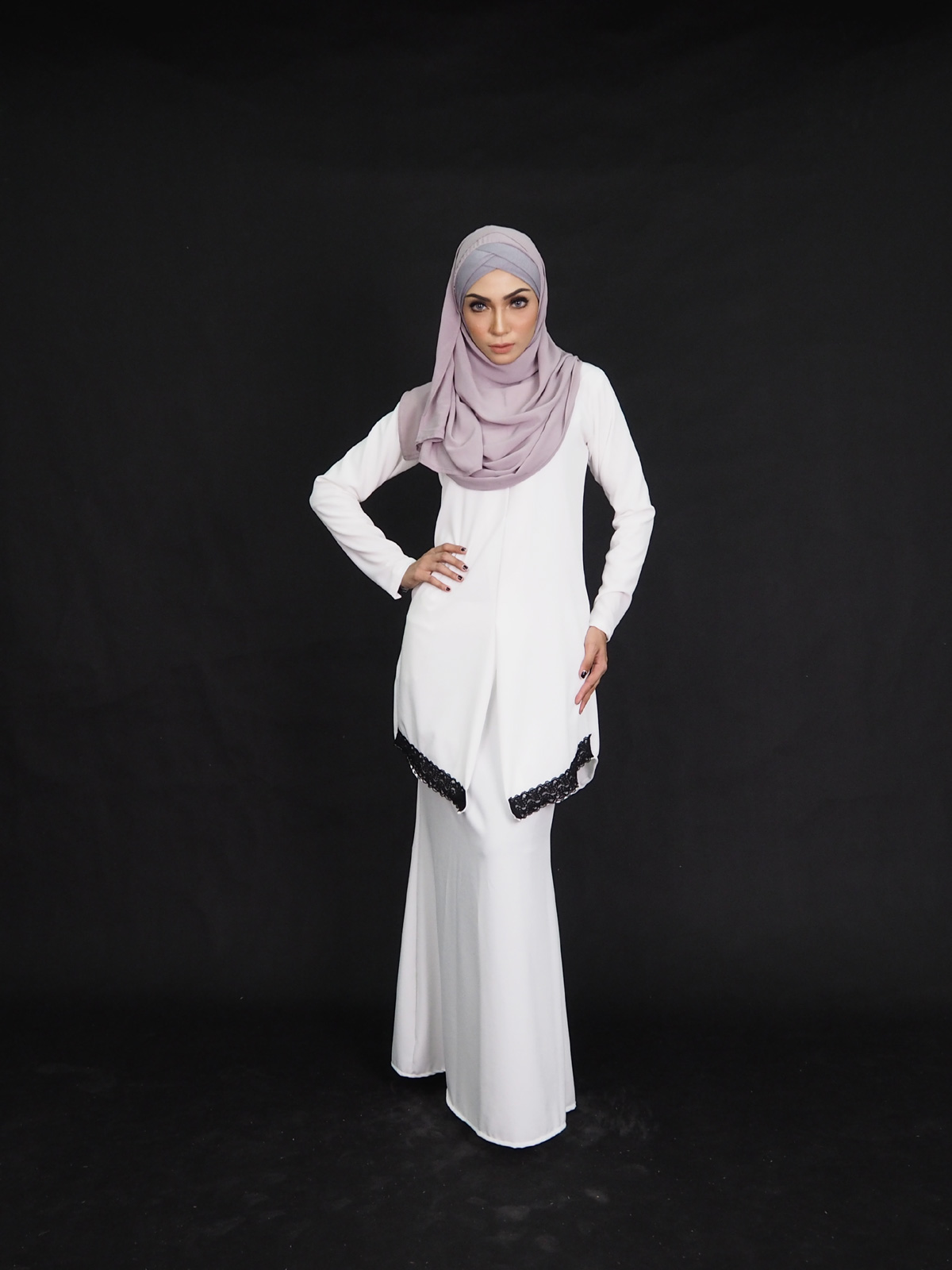 SW4003 Lace Baju Kurung White