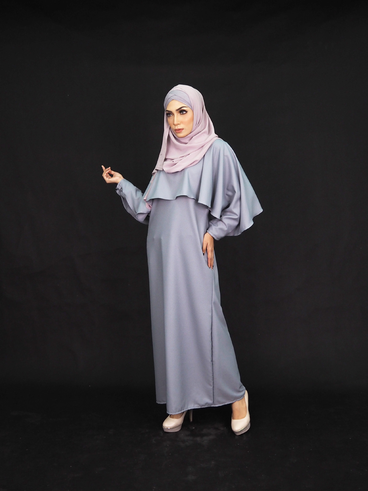 SW4004 Charming Jubah Dress Grey