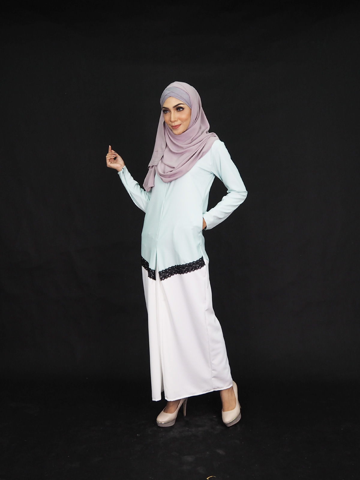 SW4005 Lovely Lace Jubah Green