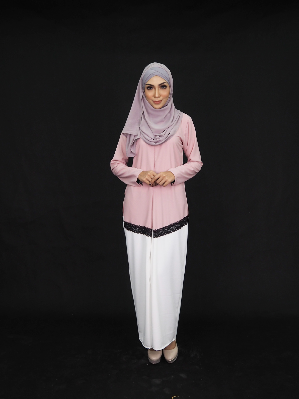 SW4005 Lovely Lace Jubah Pink
