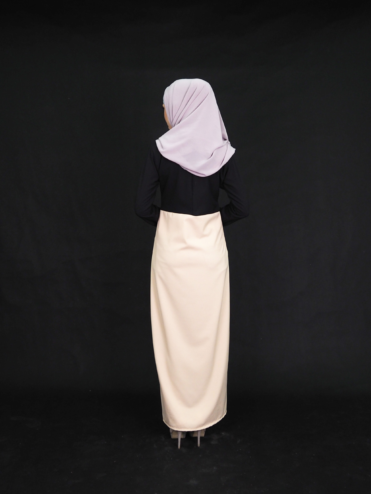 SW4006 Two Tone Jubah Dress Black