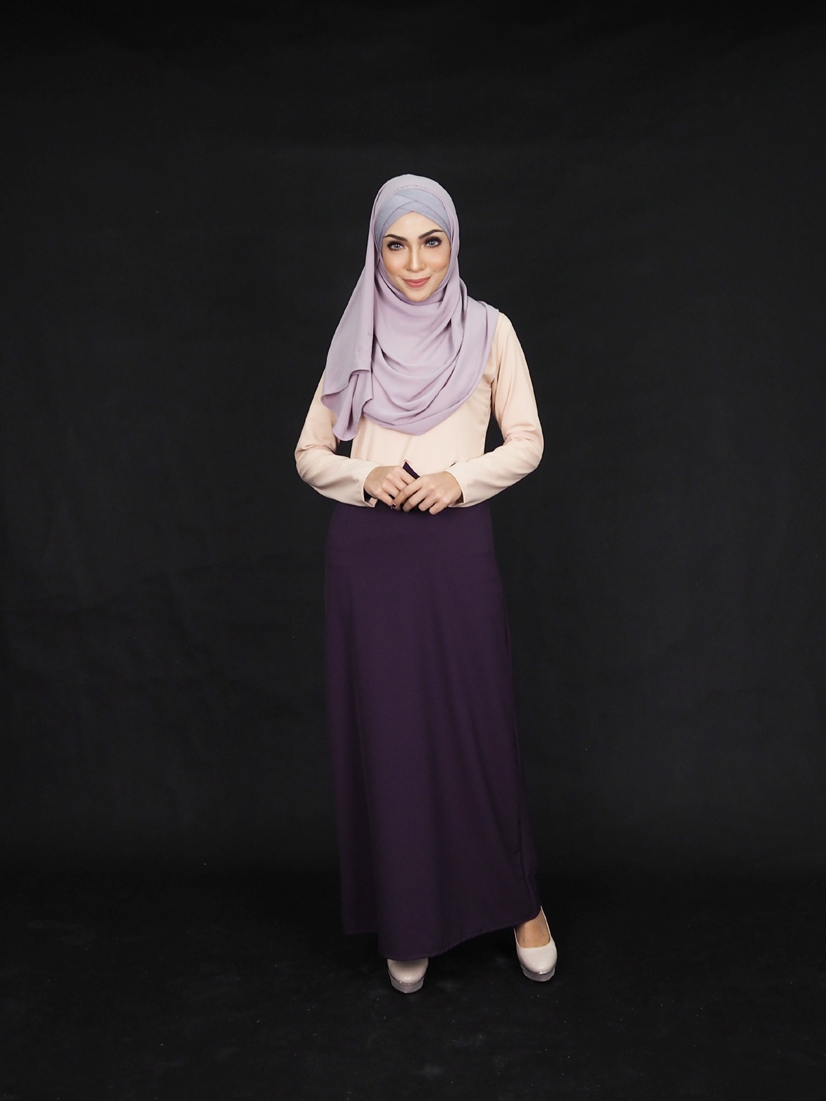 SW4006 Two Tone Jubah Dress Cream