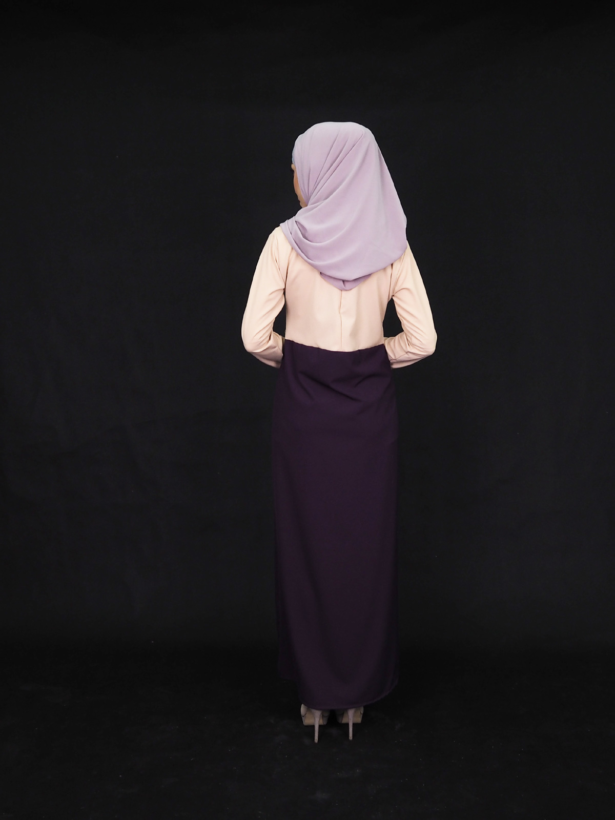 SW4006 Two Tone Jubah Dress Cream