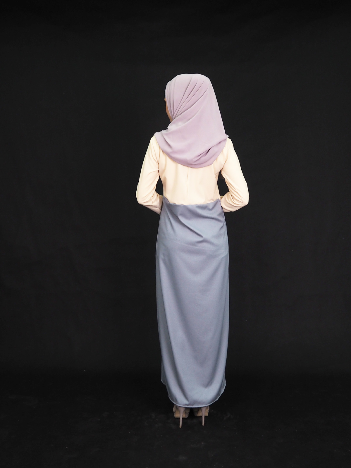 SW4006 Two Tone Jubah Dress Dark Brown