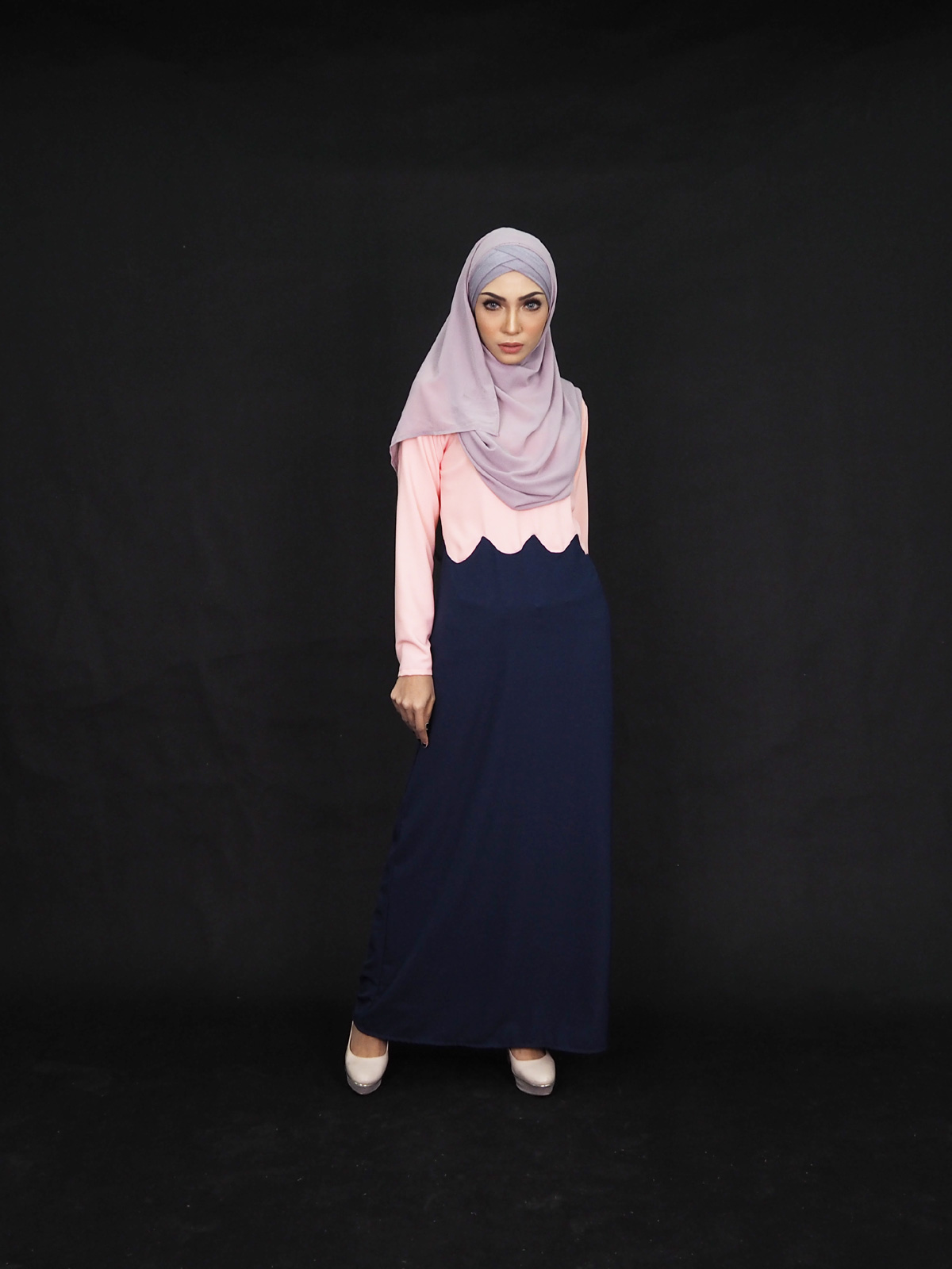 SW4006 Two Tone Jubah Dress Light Pink
