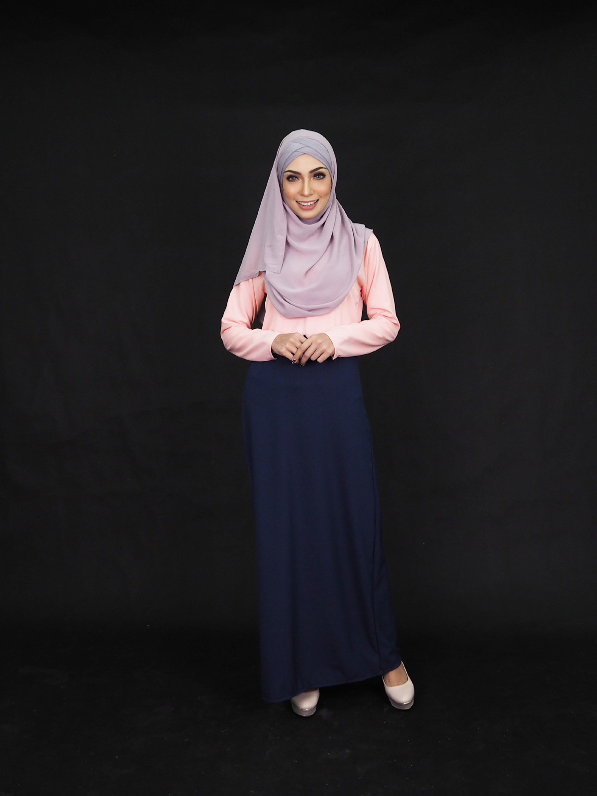 SW4006 Two Tone Jubah Dress Light Pink