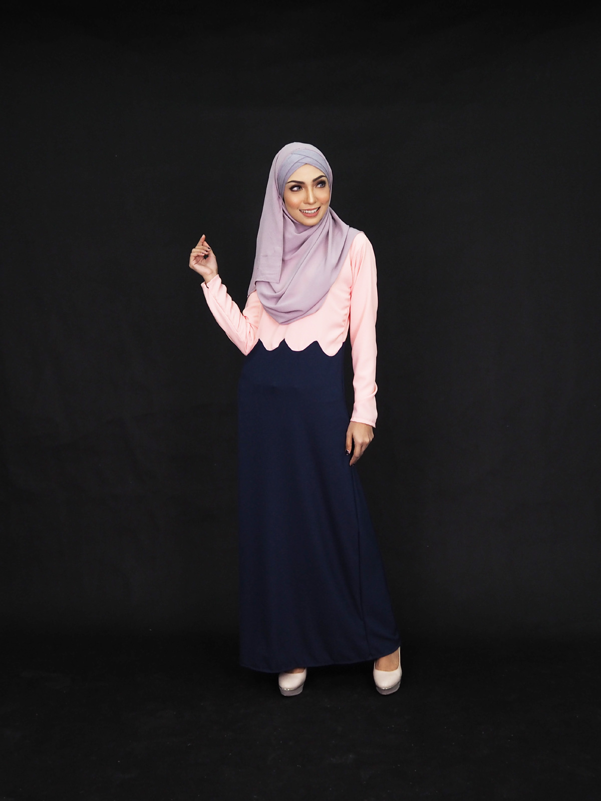 SW4006 Two Tone Jubah Dress Light Pink