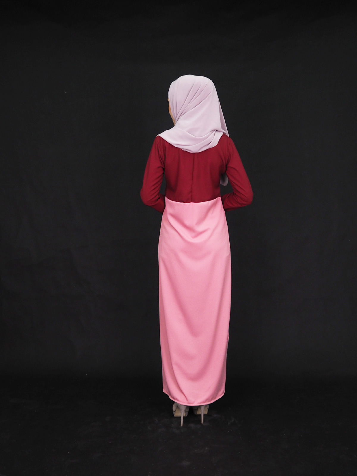 SW4006 Two Tone Jubah Dress Maroon