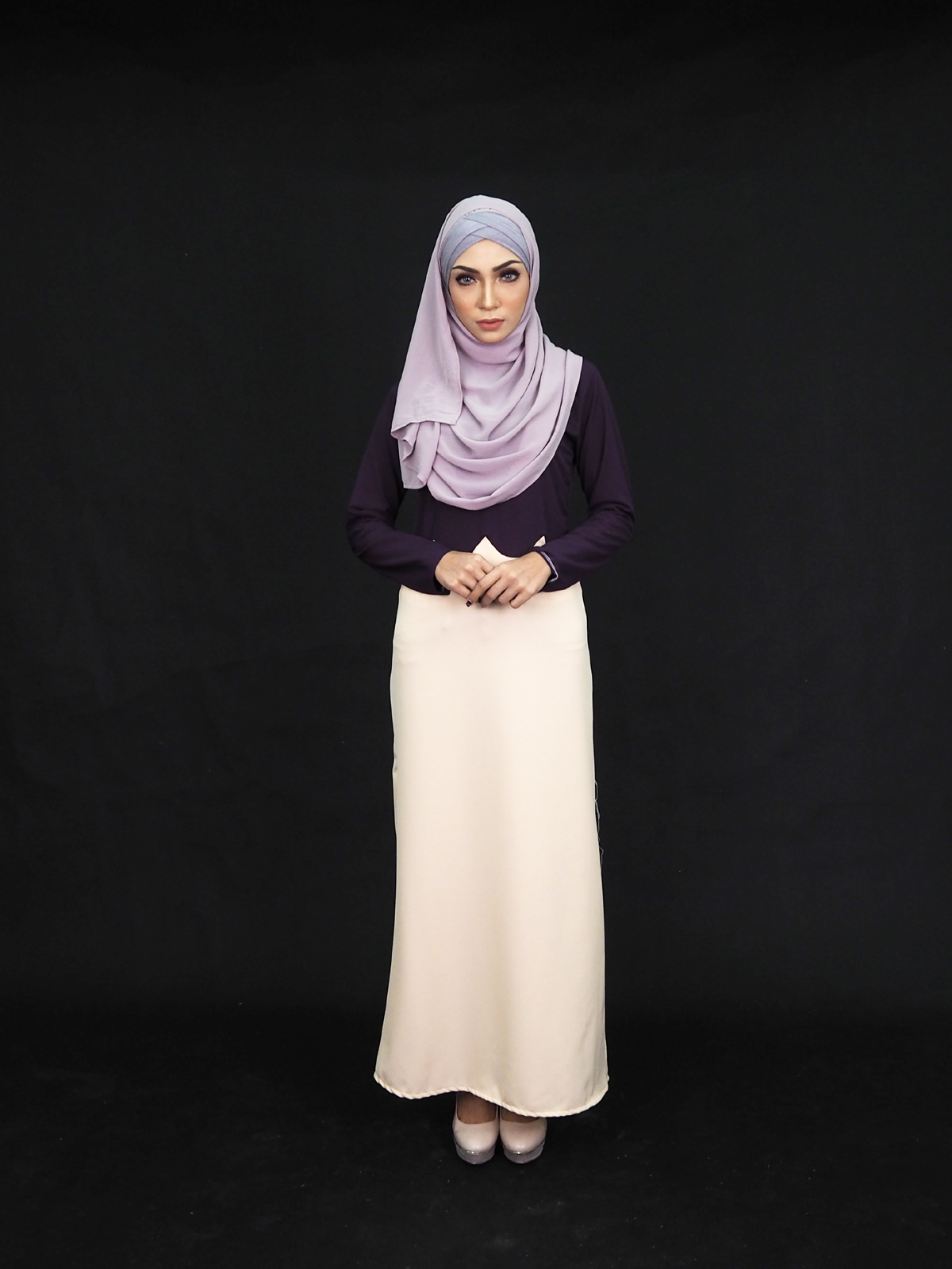 SW4006 Two Tone Jubah Dress Purple