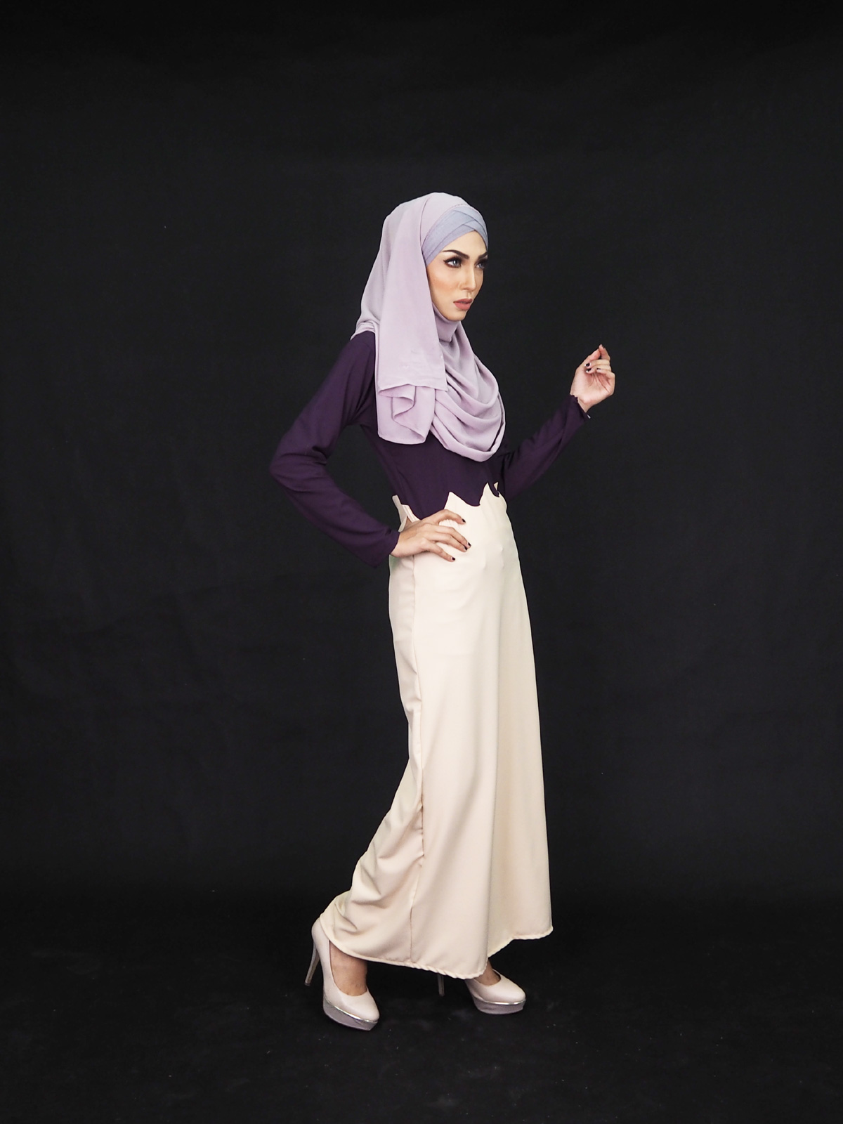 SW4006 Two Tone Jubah Dress Purple