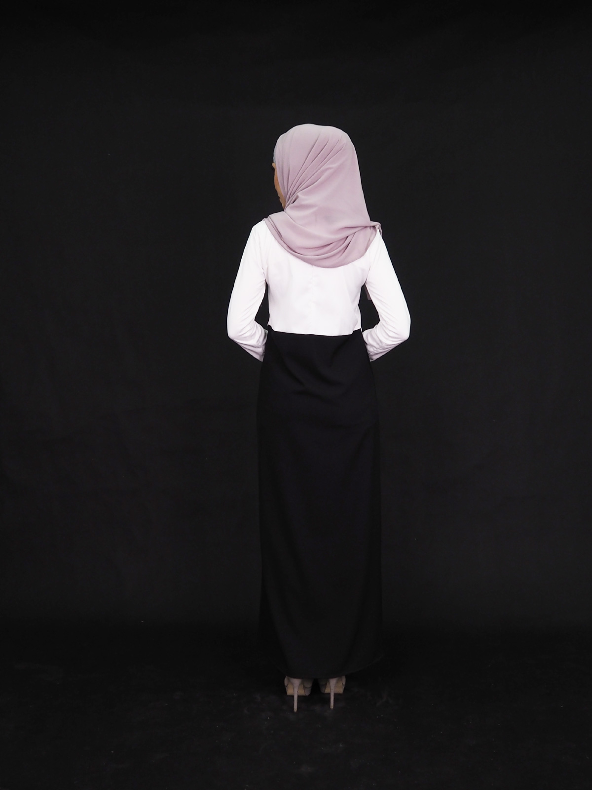 SW4006 Two Tone Jubah Dress White