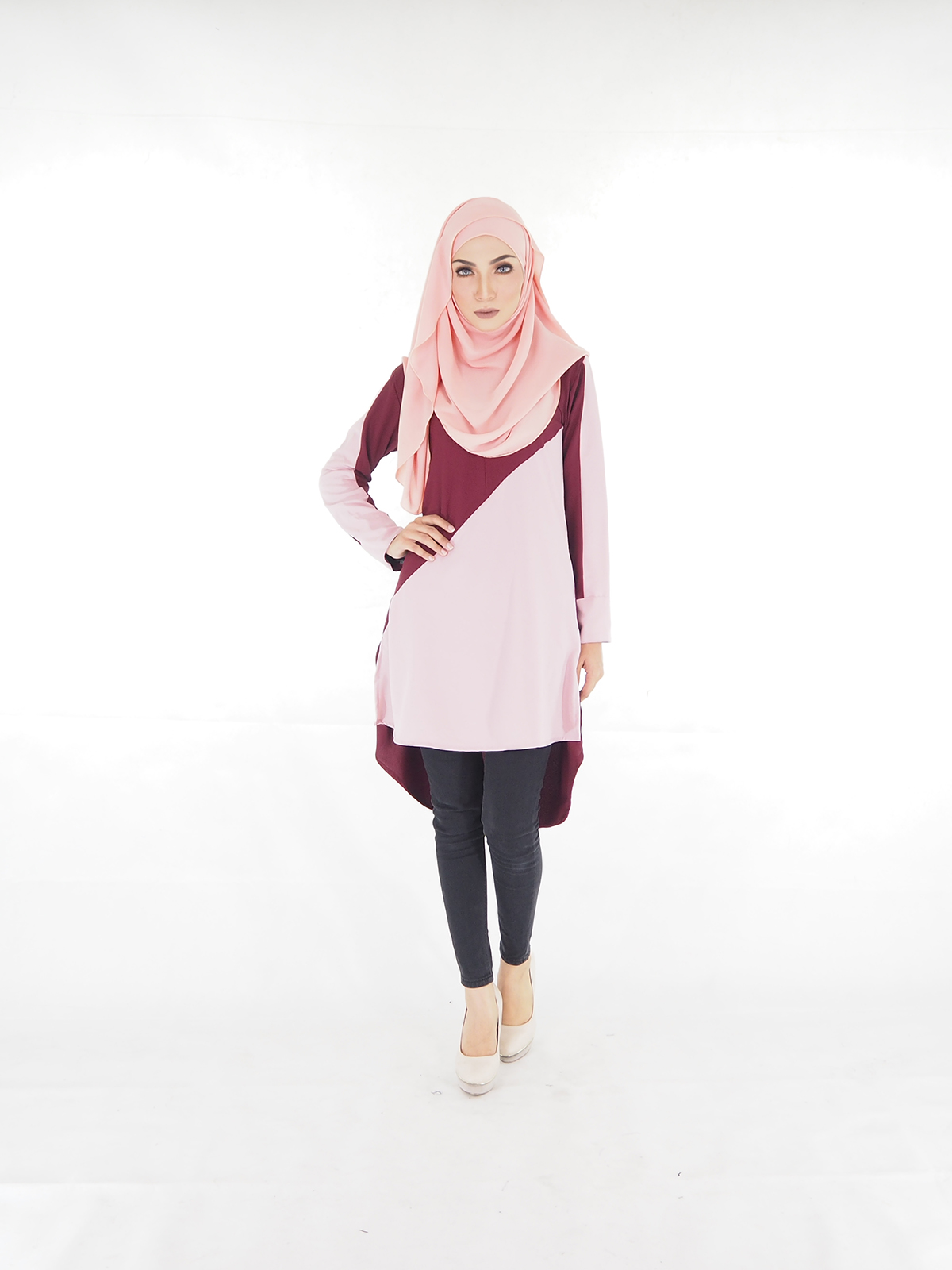 SW4013 Fishtail Blouse Maroon