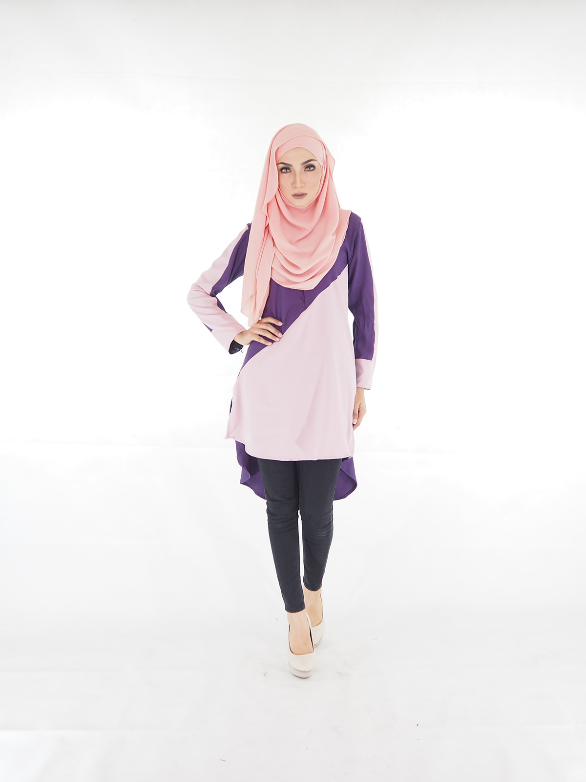 SW4015 Fishtail Blouse (PLUS SIZE) Purple
