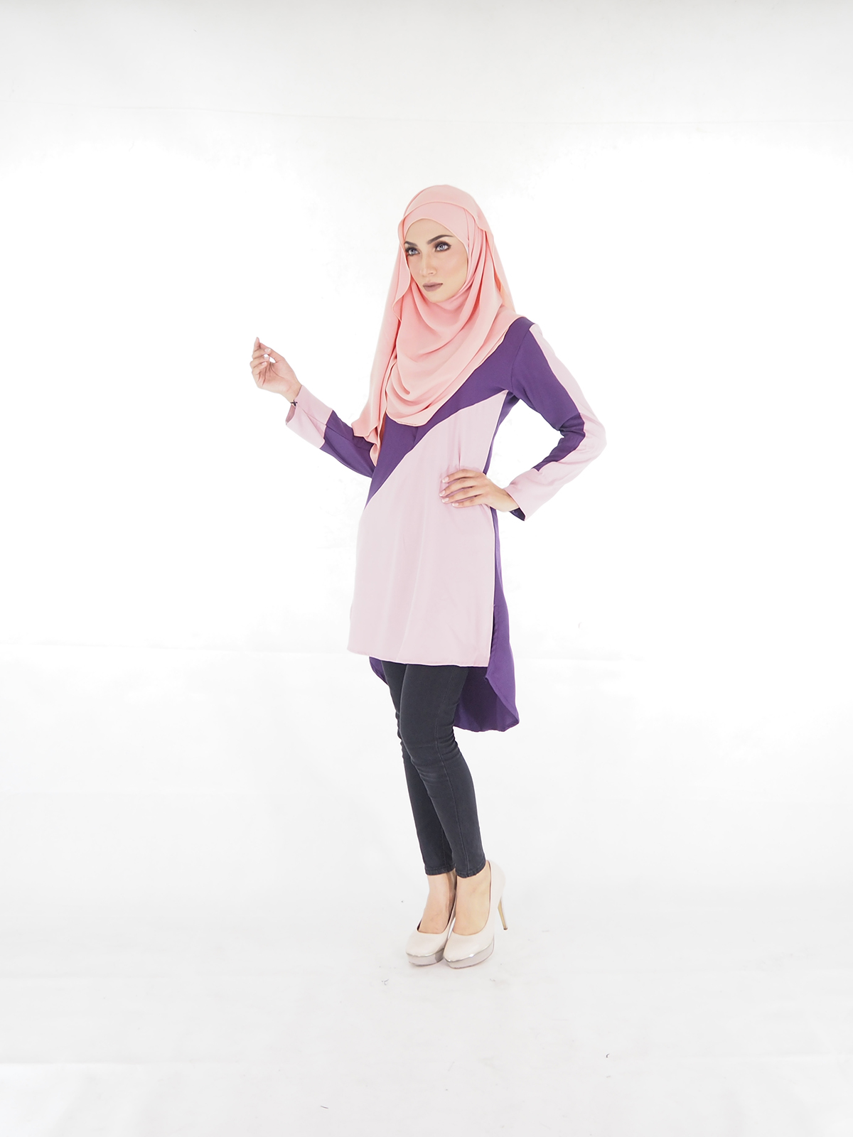 SW4015 Fishtail Blouse (PLUS SIZE) Purple