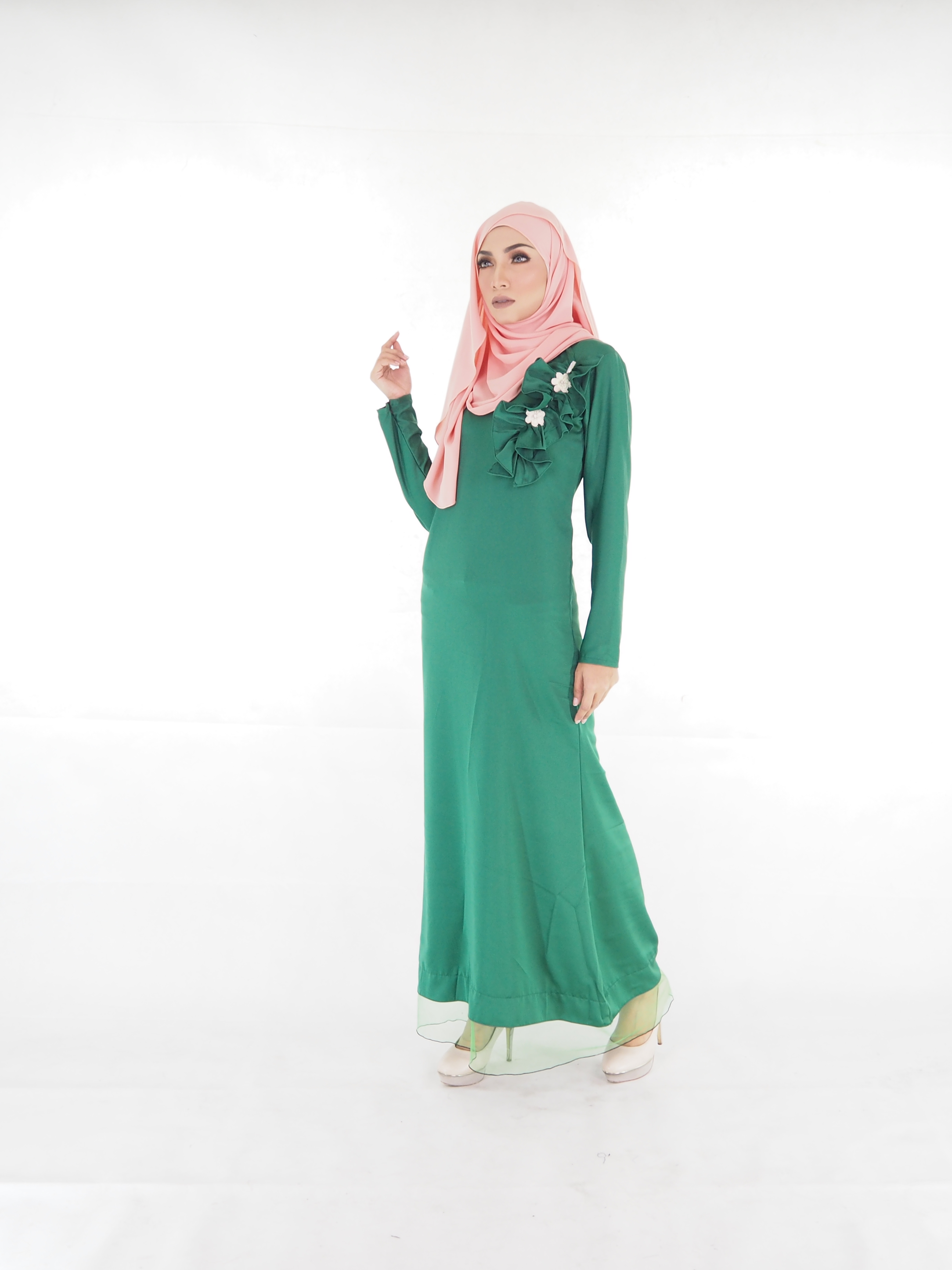 SW4021 Flowers Jubah Green
