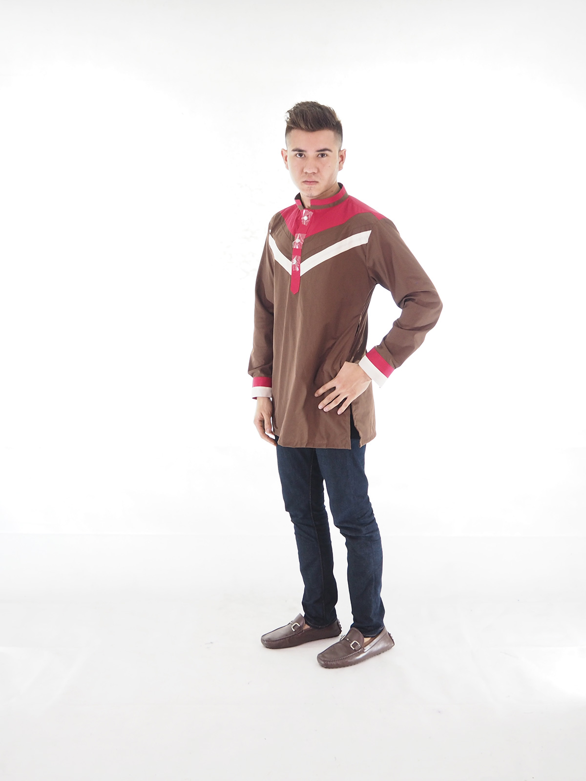 SW4023 Fashion Blouse Kurta Men Brown