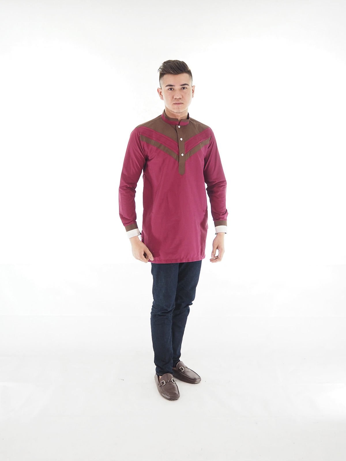 SW4023 Fashion Blouse Kurta Men Maroon
