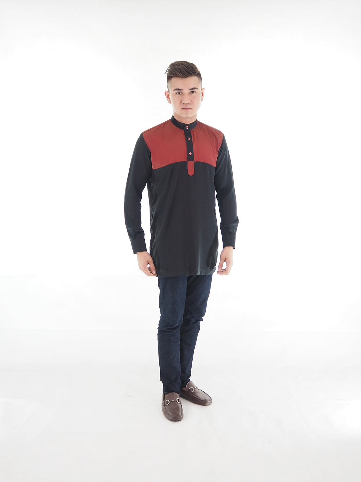 SW4024 Men Blouse Kurta Black
