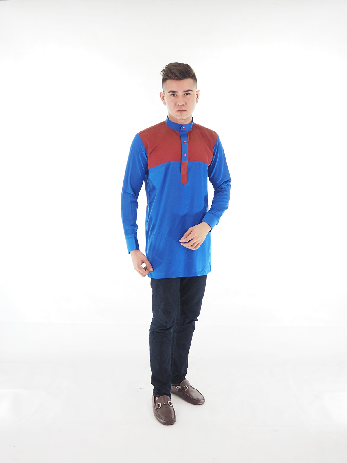 SW4024 Men Blouse Kurta Blue