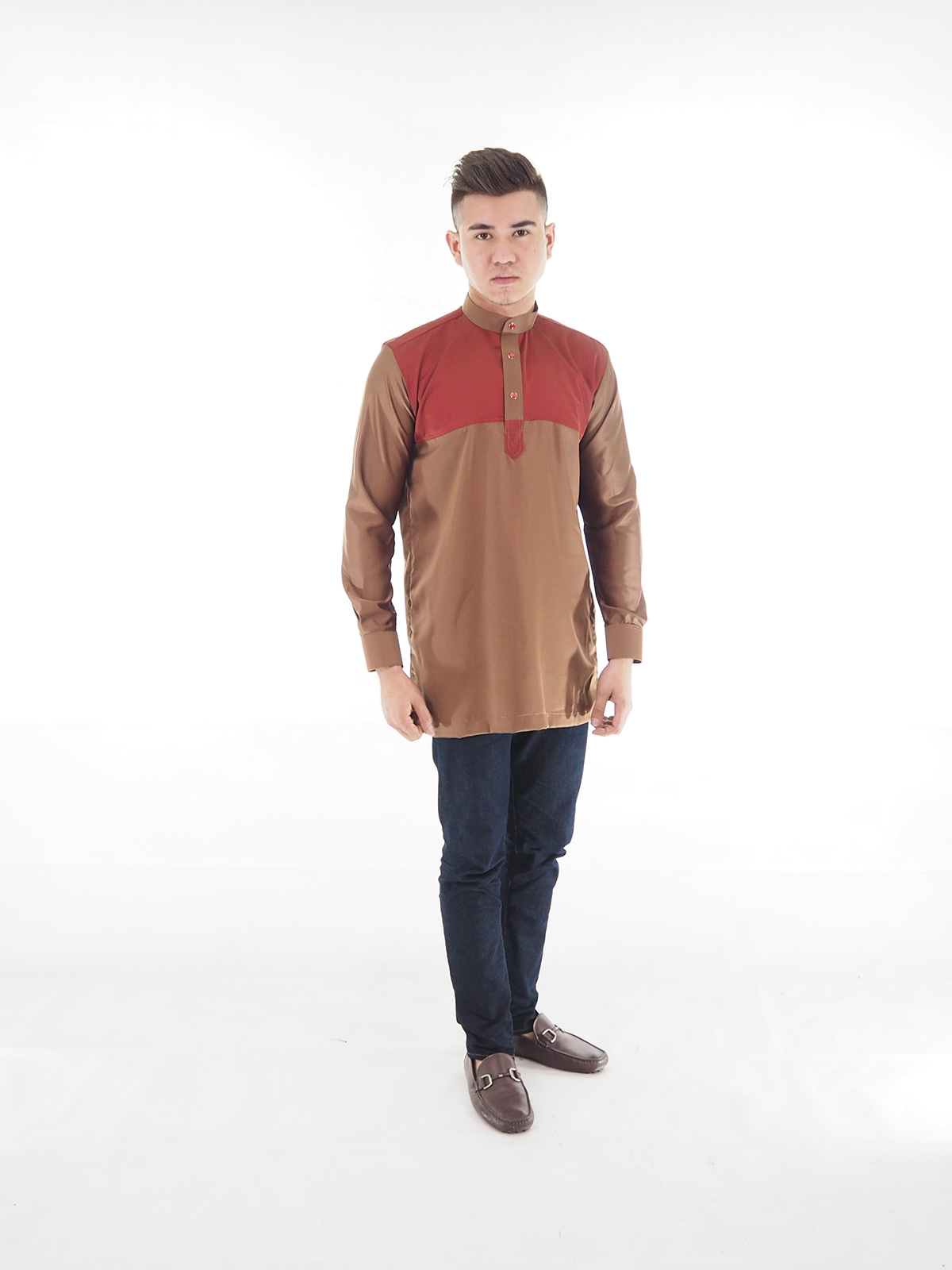 SW4024 Men Blouse Kurta Brown