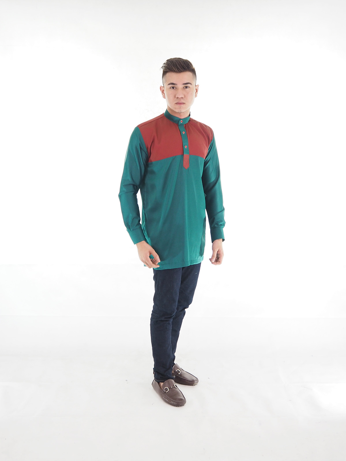 SW4024 Men Blouse Kurta Green