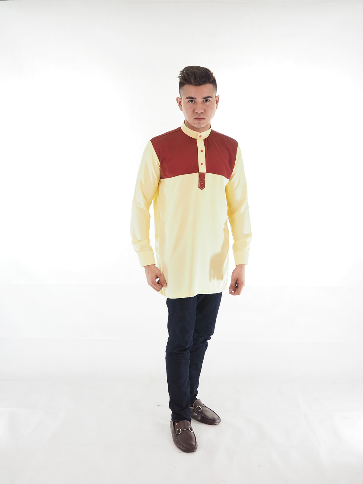 SW4024 Men Blouse Kurta Yellow