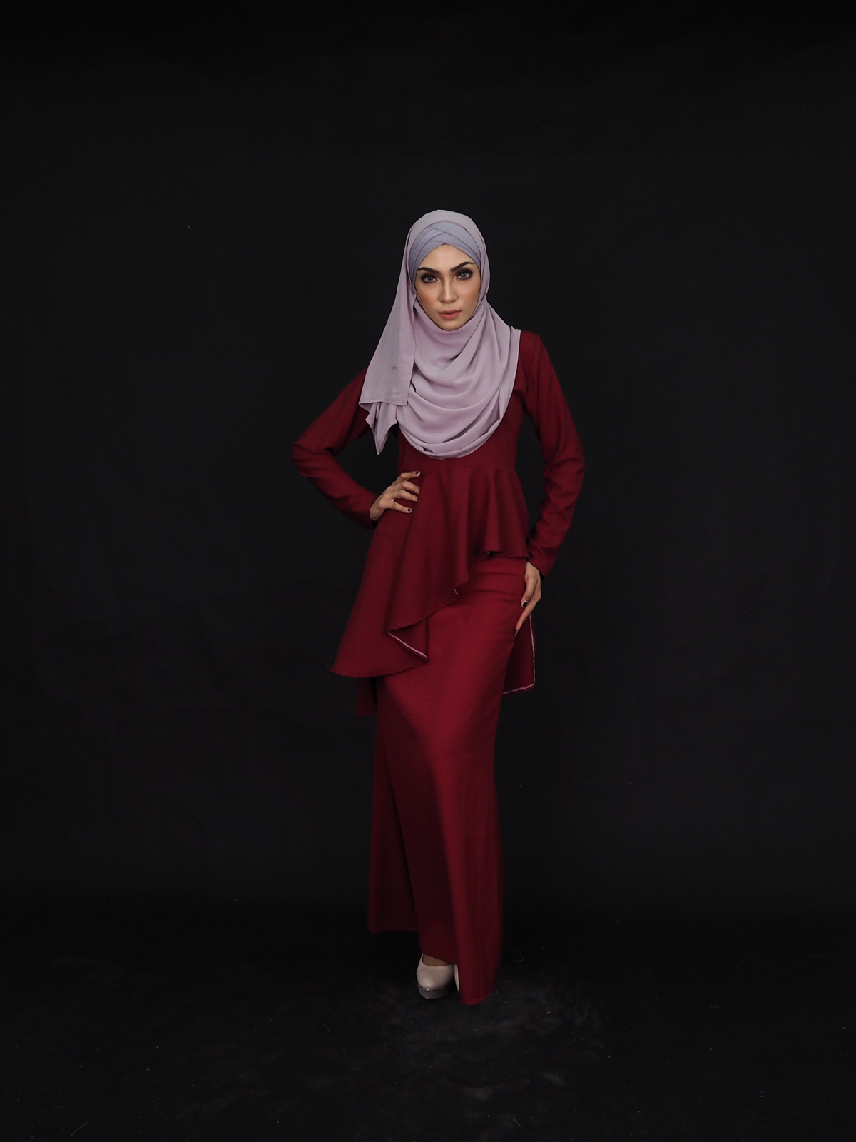 SW4025 Elegant Baju Kurung Maroon