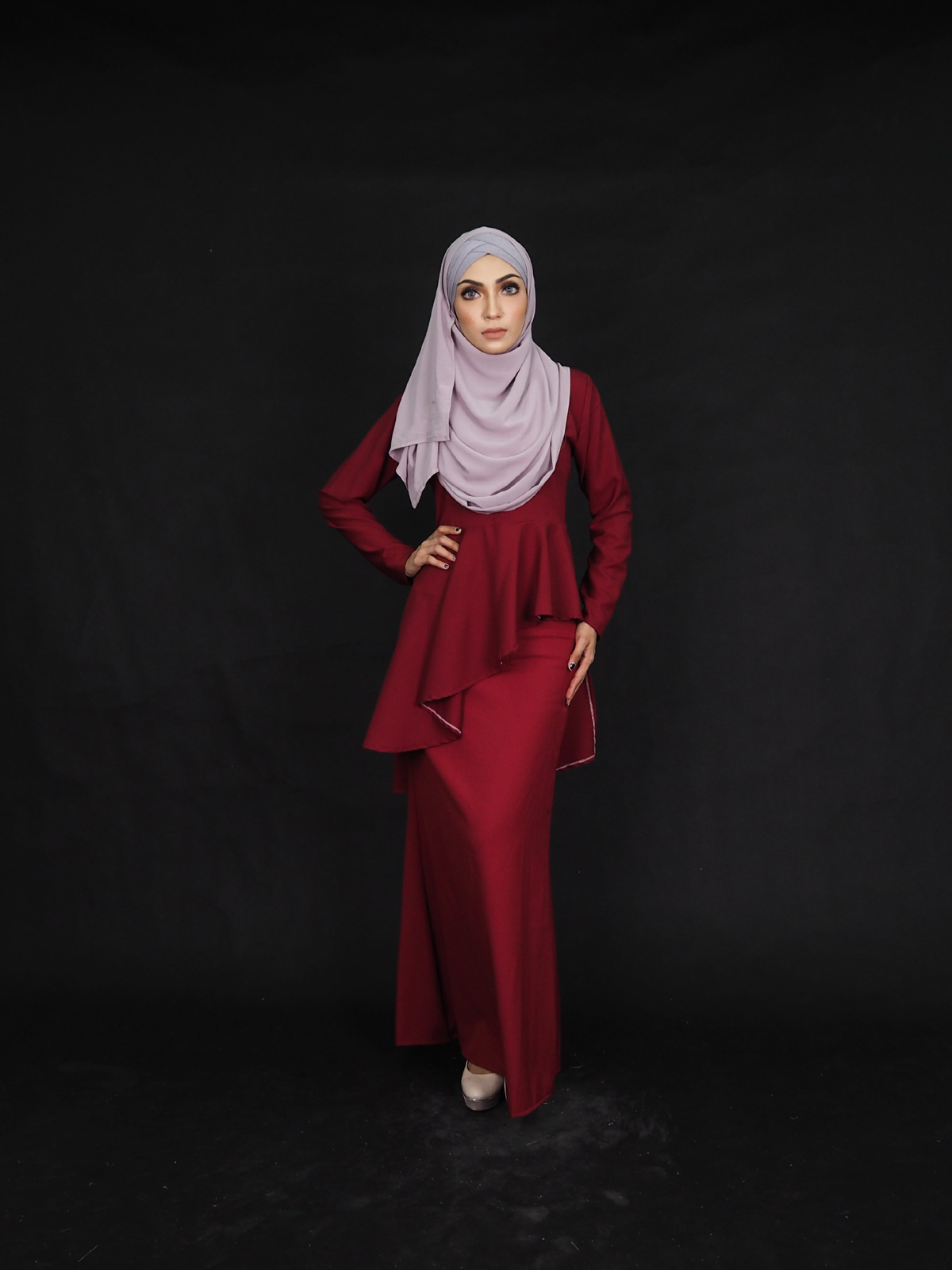SW4025 Elegant Baju Kurung Maroon