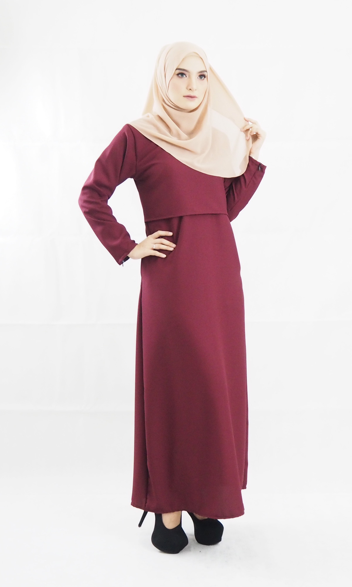 SW4100 Jubah Breastfeeding Maroon