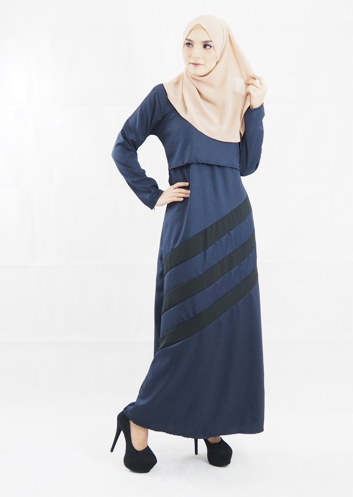 SW4101 Breastfeeding Jubah Dress Blue