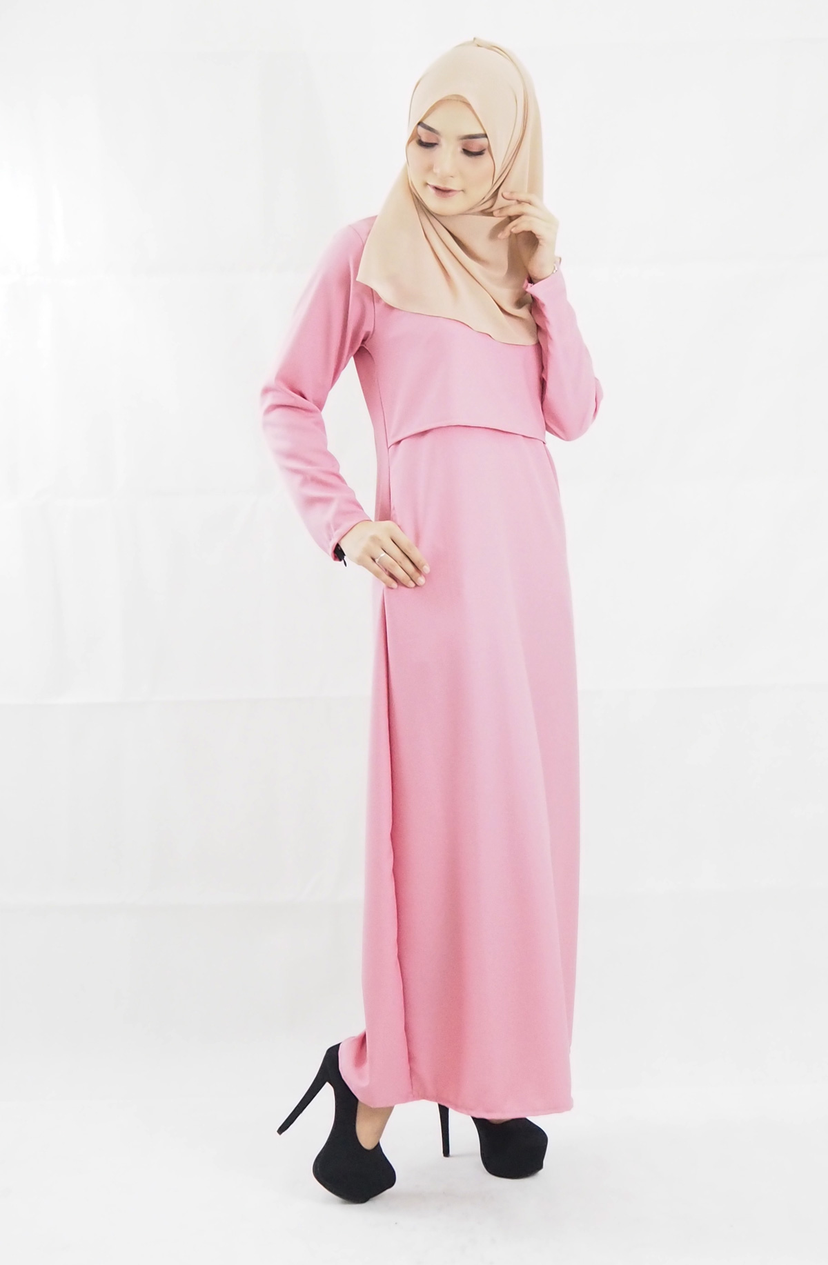 SW4103 Jubah Breastfeeding Pink