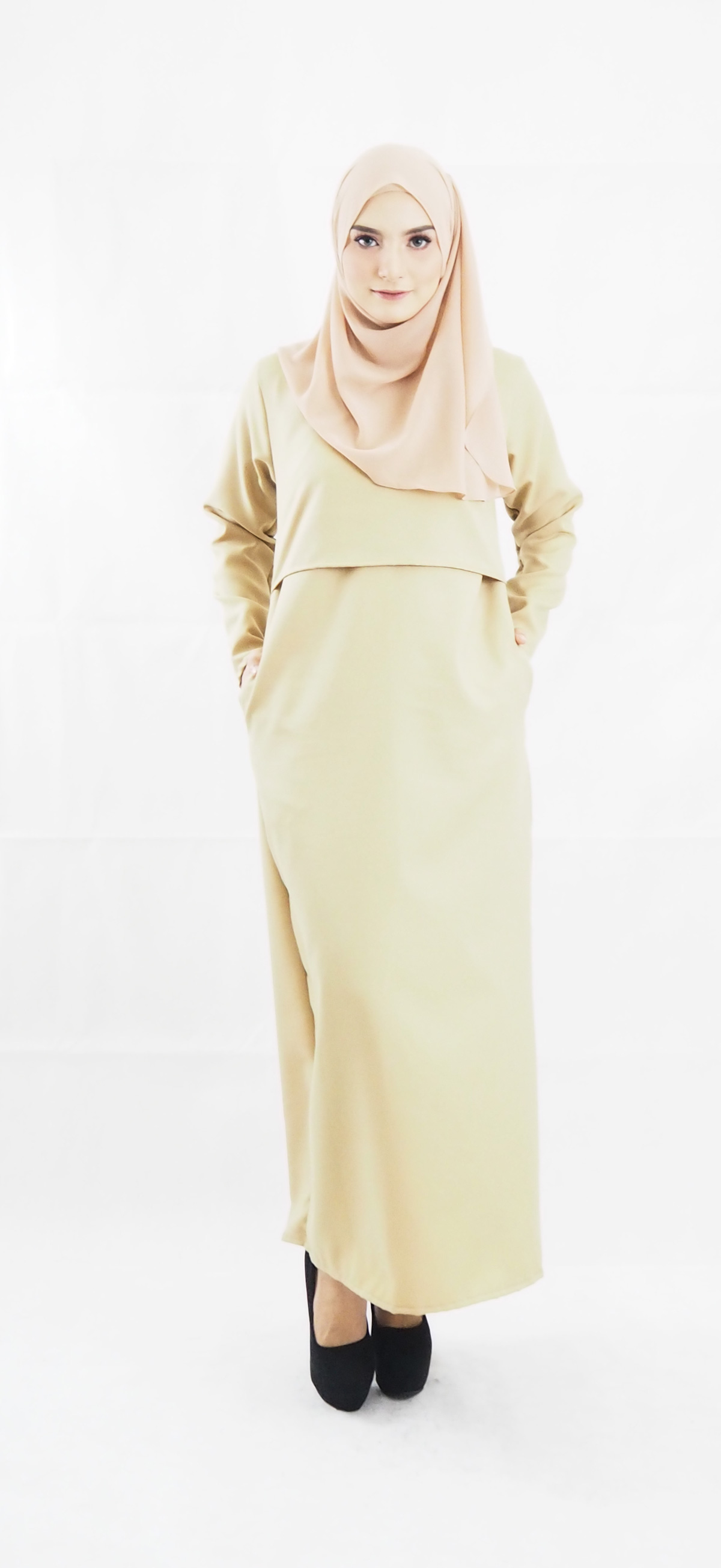 SW4106 Jubah Breastfeeding Brown