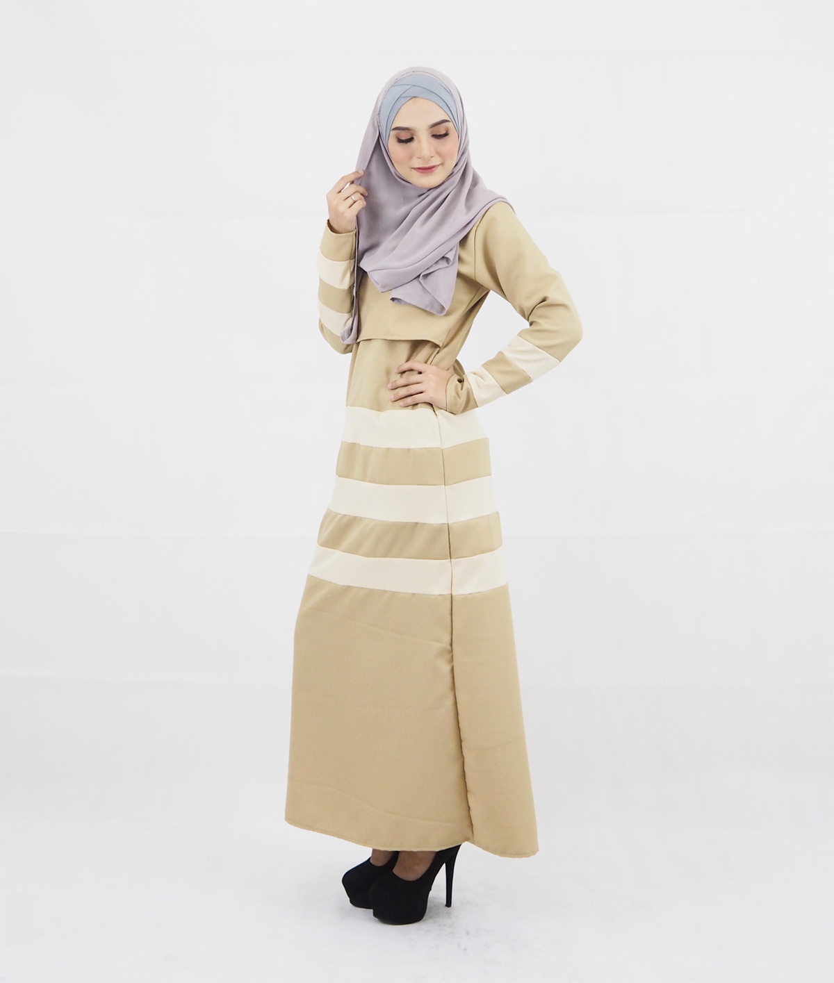 SW4107 Breastfeeding Jubah Dress Brown