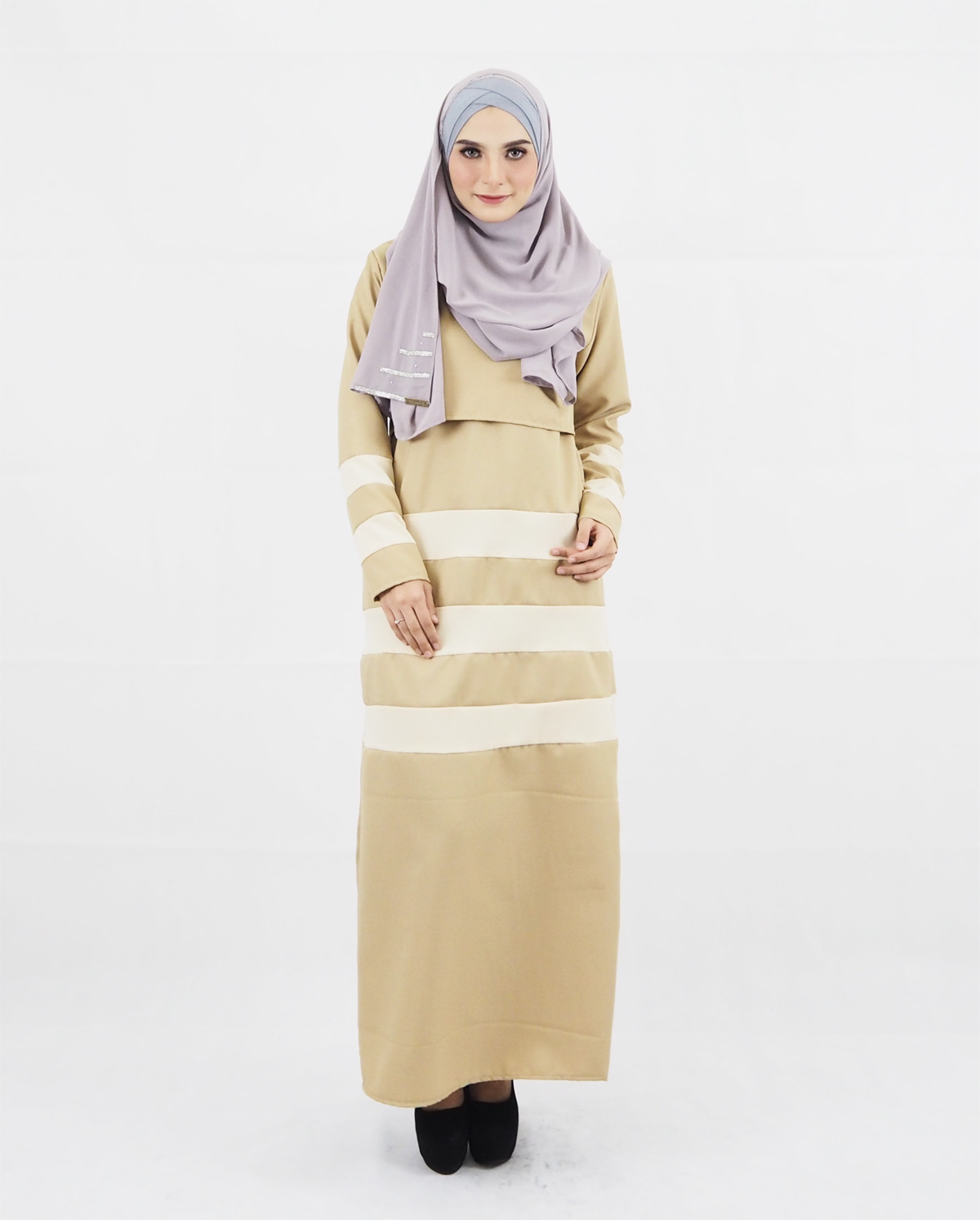 SW4107 Breastfeeding Jubah Dress Brown