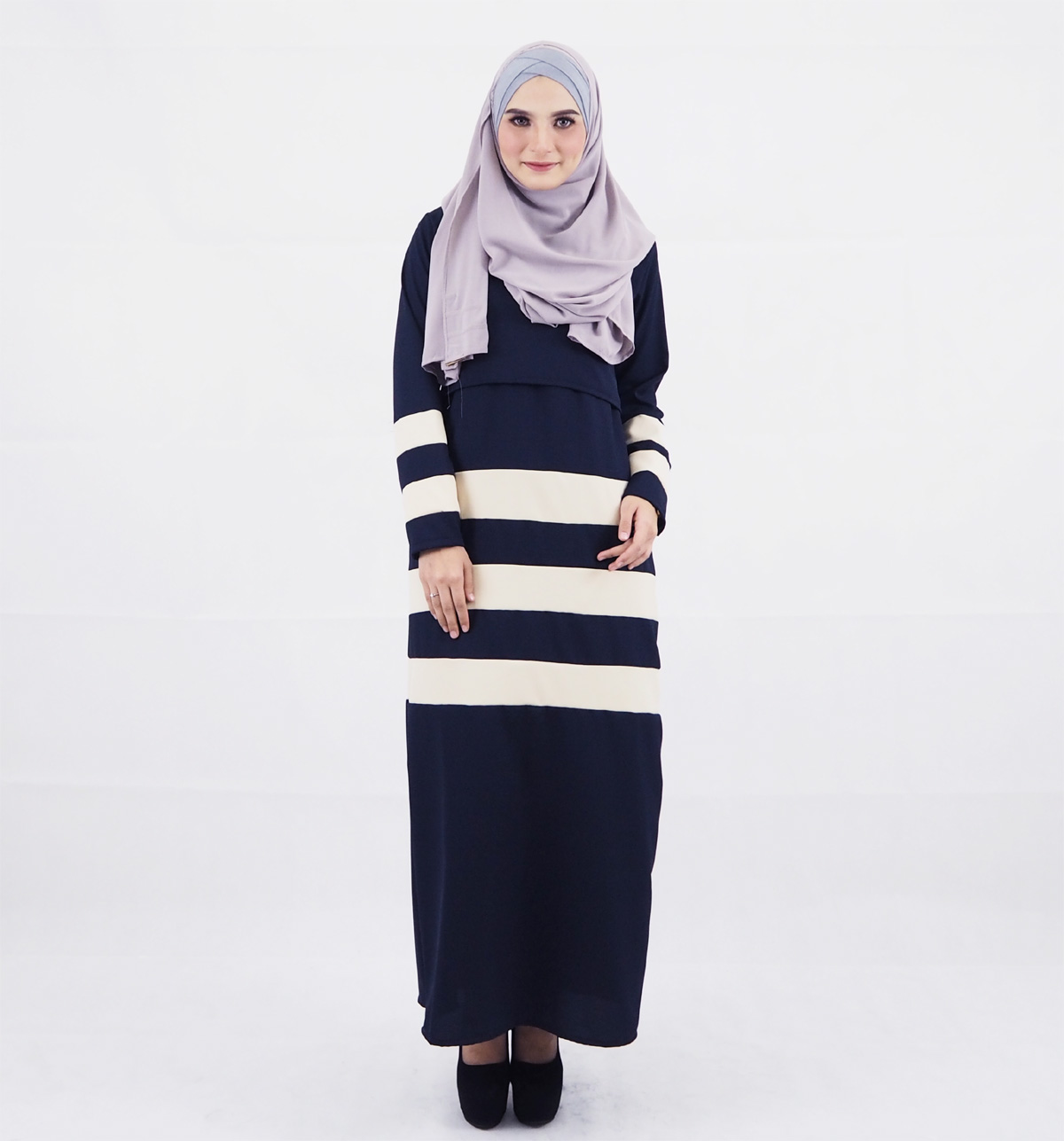 SW4108 Breastfeeding Jubah Dress Dark Blue