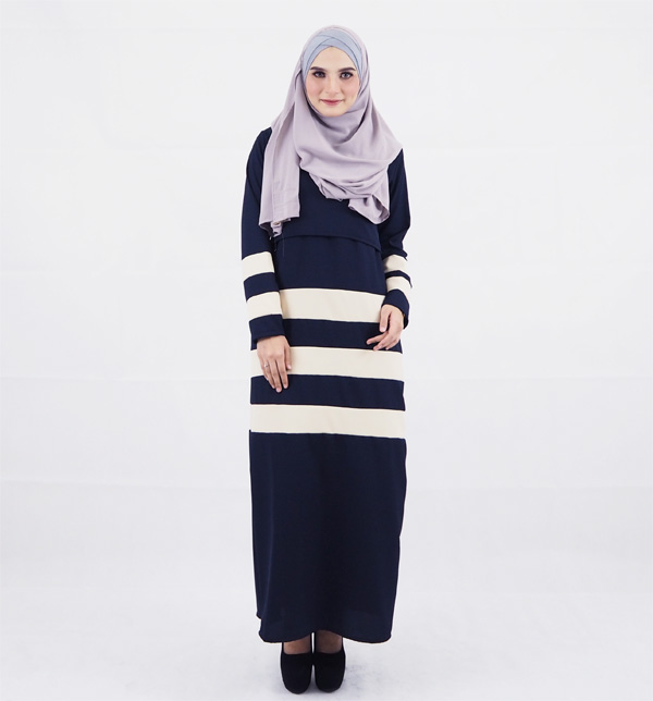 SW4108 Breastfeeding Jubah Dress Dark Blue