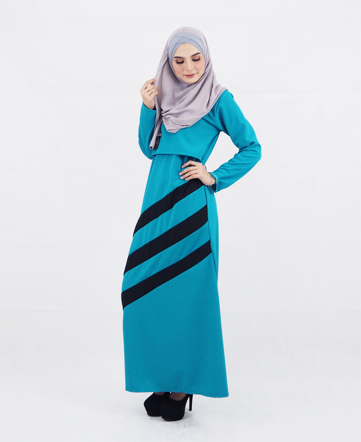 SW4111 Breastfeeding Jubah Dress Blue