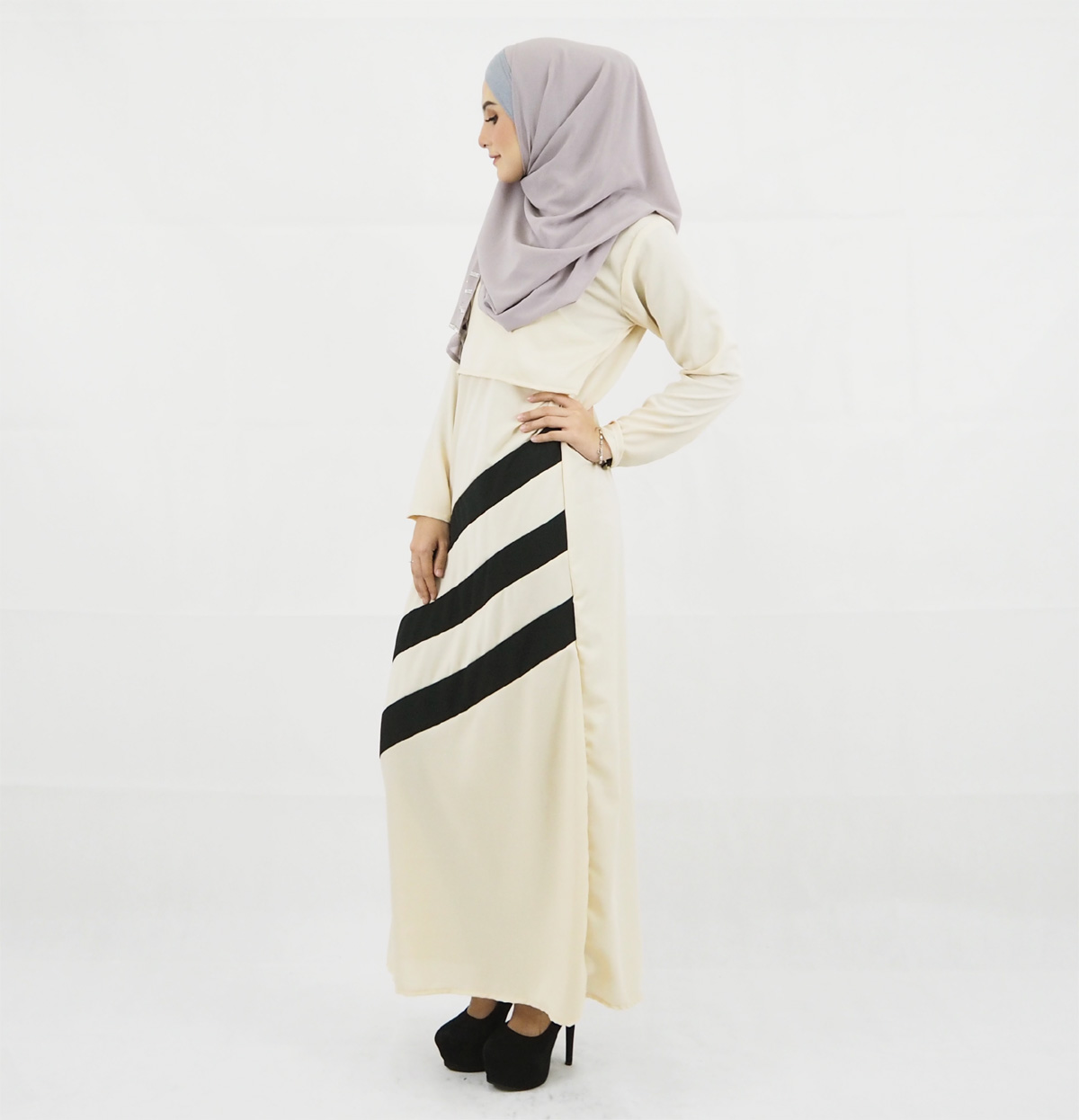 SW4112 Breastfeeding Jubah Dress Cream