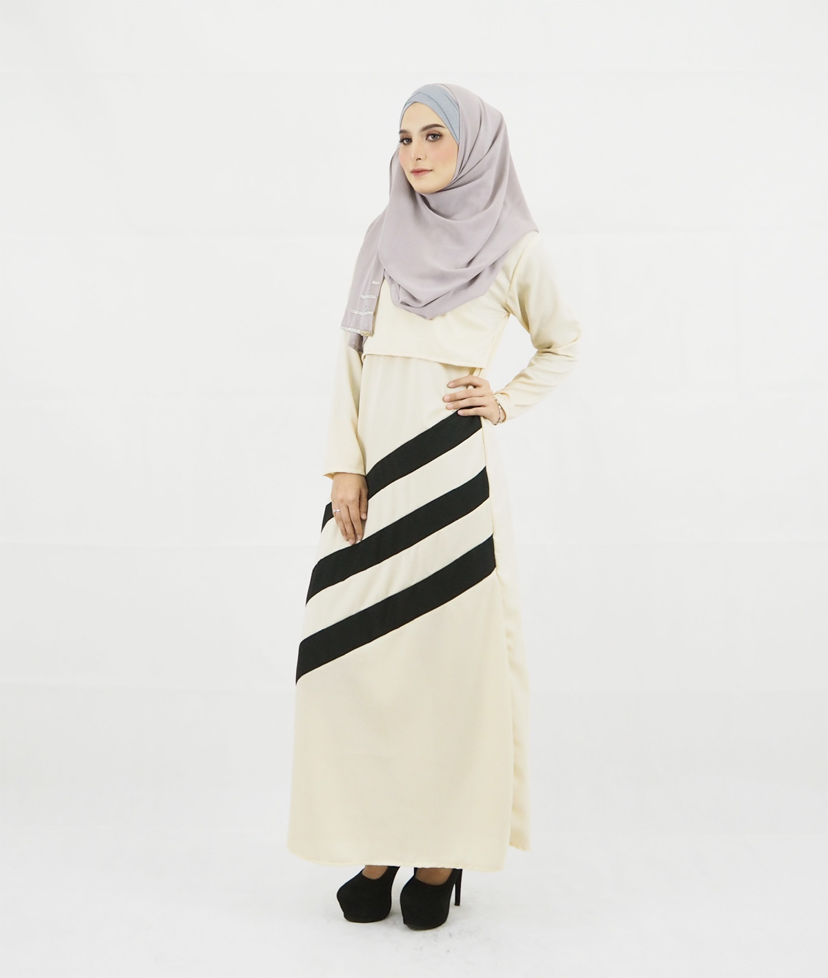 SW4112 Breastfeeding Jubah Dress Cream