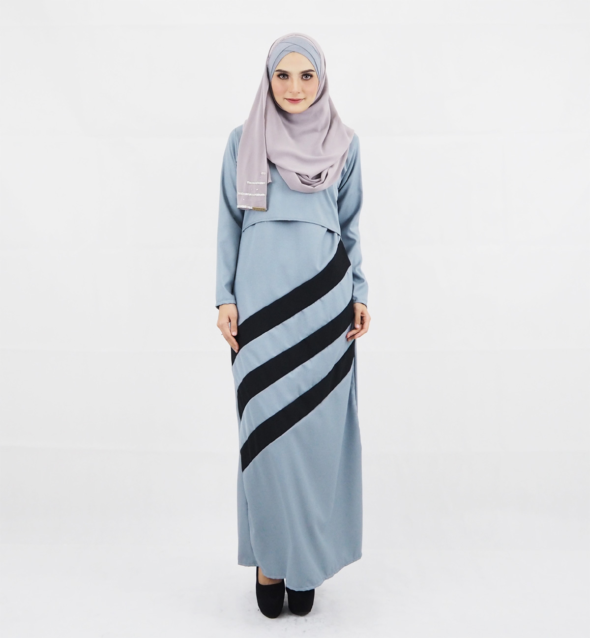 SW4116 Breastfeeding Jubah Dress Grey